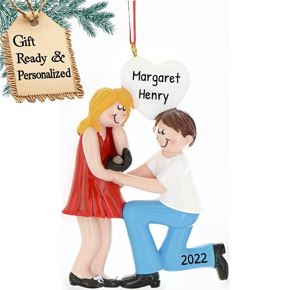 3D Personalized Engagement Ornament 2025 | Custom Name & Year | She Said Yes We are Engaged Couple Diamond Ring Our First Christmas, Xmas Tree Decoration Keepsake for Bride to Be Proposal Memory Gift
