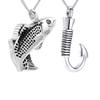 Yinplsmemory You're My Fish,I'm Your Hook-I Miss You Cremation Necklace Ashes Urn Keepsake (Silver Hook+Fish) view 1