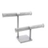 FixtureDisplays 15.0x9.3x5.1" T-Bar Jewelry Display for Bracelets and Chains, Steel-Silver 19295 view 2