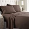 Flow's Linen Original 1200-THREAD Count Luxury Soft 100% Heavy Egyptian 4-PCs Sheet Set Full XL Size Fits Up to 14-15 Inches Pockets Depth (Solid, Chocolate) view 1