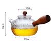 370ml Borosilicate Glass Small Teapot with Wooden Handle Boil Tea Ware Heat Resistant Tea Maker Blooming and Loose Leaf Microwavable and Stovetop Safe view 2