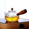 370ml Borosilicate Glass Small Teapot with Wooden Handle Boil Tea Ware Heat Resistant Tea Maker Blooming and Loose Leaf Microwavable and Stovetop Safe view 3