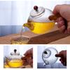 370ml Borosilicate Glass Small Teapot with Wooden Handle Boil Tea Ware Heat Resistant Tea Maker Blooming and Loose Leaf Microwavable and Stovetop Safe view 4