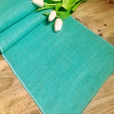 LushFabric Rustic Burlap Jute Table Runner - Wedding Jute Hessian Tablecloth Runners - 12 inches Wide(Jade, 280 inches/712cm)
