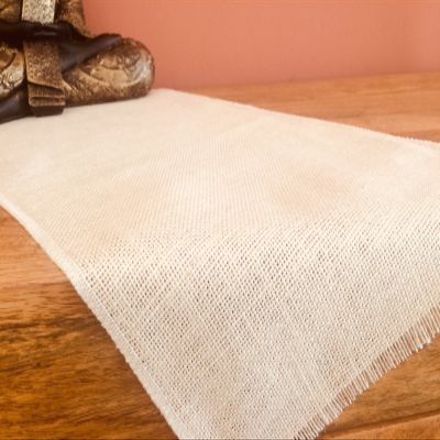LushFabric Rustic Burlap Jute Table Runner - Wedding Jute Hessian Tablecloth Runners - 12 inches Wide(Cream, 260 inches/660cm)