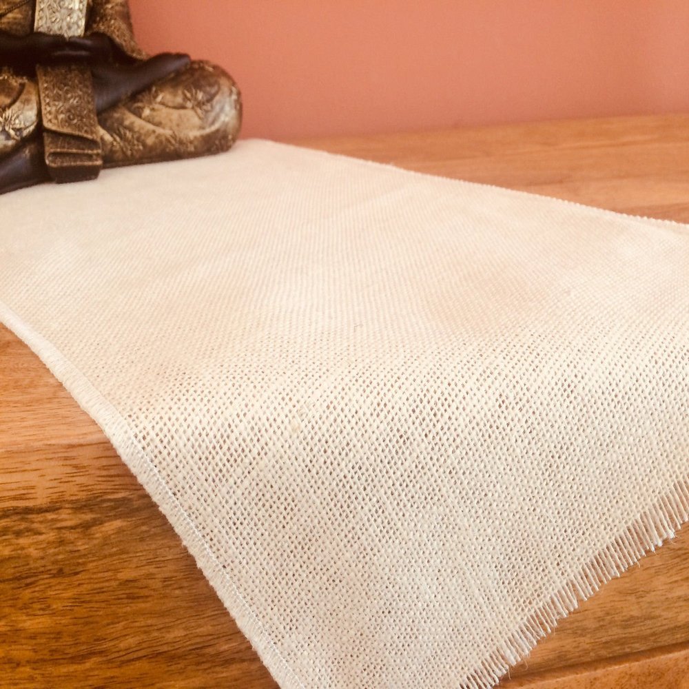 LushFabric Rustic Burlap Jute Table Runner - Wedding Jute Hessian Tablecloth Runners - 12 inches Wide(Cream, 260 inches/660cm)