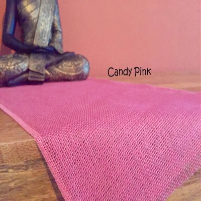 LushFabric Rustic Burlap Jute Table Runner - Wedding Jute Hessian Tablecloth Runners - 12 inches Wide(Candy Pink, 180 inches/457cm)