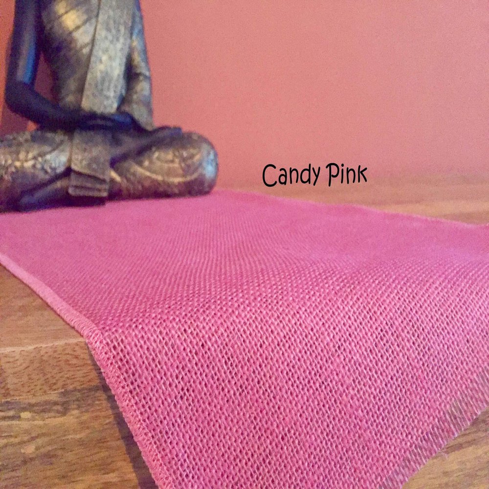 LushFabric Rustic Burlap Jute Table Runner - Wedding Jute Hessian Tablecloth Runners - 12 inches Wide(Candy Pink, 160 inches/406cm)