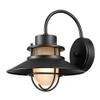 Globe Electric 44233 Liam 1-Light Outdoor Wall Sconce, Matte Black, Frosted White Glass Shade view 1