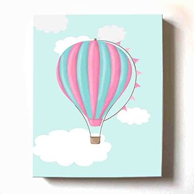 Boys & Girls Canvas Nursery Wall Decor - Dr Seuss Hot Air Balloon Art Gifts for Children's Bedrooms & Playrooms - Great Baby Shower Presents - Choose from Designer Colors & Sizes