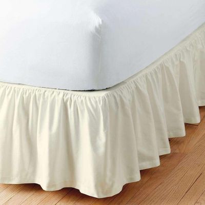Sleepwell Ivory Solid, Queen Size Ruffled Bed Skirt 18 Inch Drop Split Corner,100 Percent Pure Egyptian Cotton 400 Thread Count, Wrinkle & Fade Resistant