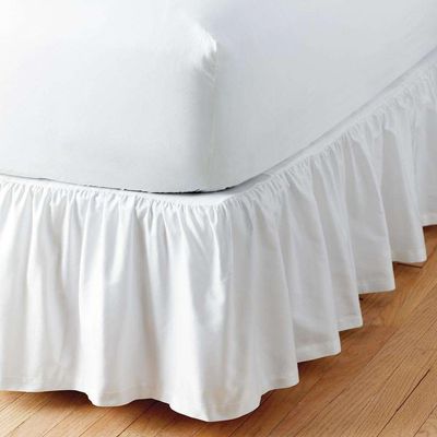 Sleepwell White Solid, King Size Ruffled Bed Skirt 18 Inch Drop Split Corner,100 Percent Pure Egyptian Cotton 400 Thread Count, Wrinkle & Fade Resistant