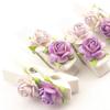 Summer-Ray 50 Handmade Mulberry Flower Decorated Mini White Wooden Clothespin Wedding Favors Decoration (White-Lavender) view 1