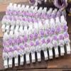 Summer-Ray 50 Handmade Mulberry Flower Decorated Mini White Wooden Clothespin Wedding Favors Decoration (White-Lavender) view 3