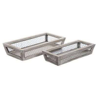 C&F Home Chicken Wire Low Basket Set Of 2 Grey