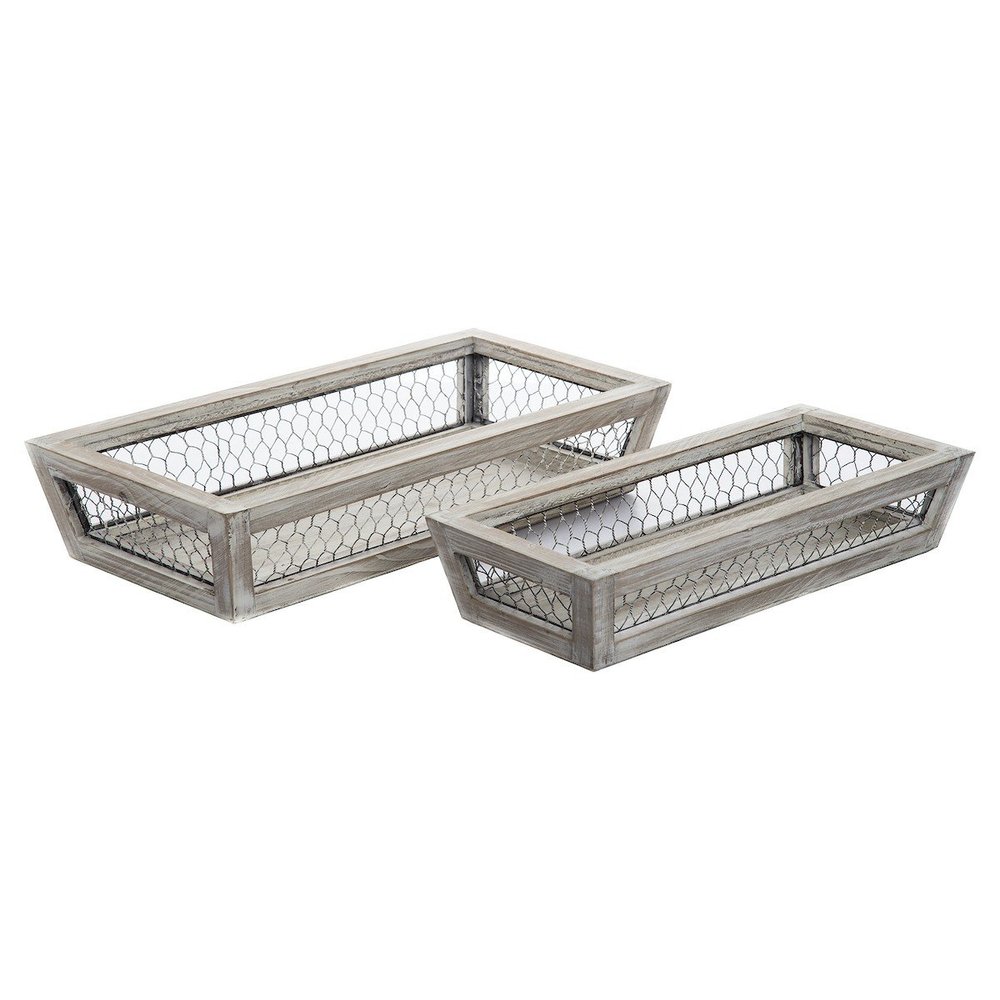 C&F Home Chicken Wire Low Basket Set Of 2 Grey