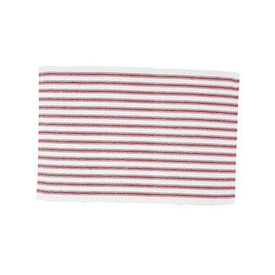 C&F Home Ticking Stripe 13'' X 19'' Crimson Cotton Reversible Machine Washable Single Placemat Rectangular Placemat Crimson