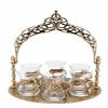 8 Piece Traditional Turkish Style Tea Serving Set Istikana with Arched Tray (Antique Silver) view 1