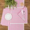 C&F Home Ticking Stripe 13'' X 19'' Fuchsia Cotton Reversible Machine Washable Single Placemat Rectangular Placemat Fuchsia view 2