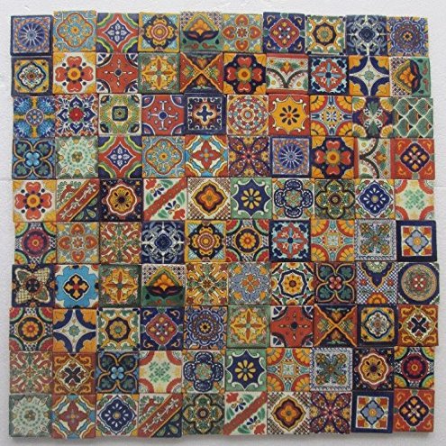 200 MIXED DESIGNS Mexican tile handmade talavera backsplash mosaic 2 X 2"