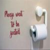 Light Brown - Please Wait to be Seated 10" x 9.5" Vinyl Decal - Bathroom Toilet Restroom - Die Cut Sticker view 2
