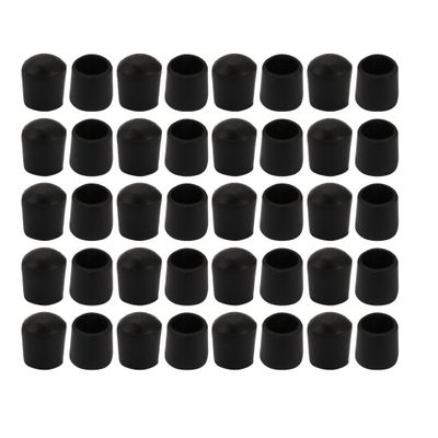 uxcell 40pcs Furniture Desk Chair Round Rubber Leg Cap Cover 19mm Inner Diameter Black