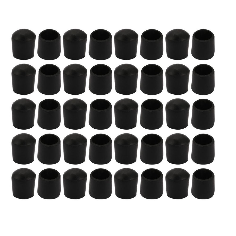 uxcell 40pcs Furniture Desk Chair Round Rubber Leg Cap Cover 19mm Inner Diameter Black
