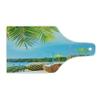 Ambesonne Tropical Cutting Board, Fresh Summer Fruits Coconut and Pineapple Drinks at Exotic Beach Palm Trees, Decorative Tempered Glass Cutting and Serving Board, Wine Bottle Shape, Blue and Green view 2