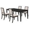 Coaster Home Furnishings - Louise - Asian Hardwood - 5-Piece Rectangular Dining Set with 18-Inch Leaf Extension and Set of 4 Cream Upholstered Chairs - Home Kitchen - Black and Cream - 101561-S5 view 1