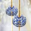 Gold & Royal Blue Personalized Wedding Set Champagne Flutes - Wedding Toasting Flutes Set - Flute Engraved Champagne Glasses - Server Gift Set view 3