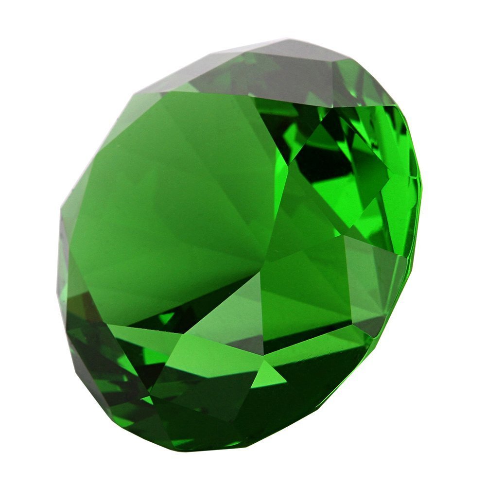 F-ber 40mm (1.6") Crystal Faceted Cut Glass Giant Diamond Paperweight Wedding Favor Home Decor (Green)