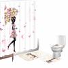 Amagical 16 Piece Bathroom Mat Set Shower Curtain Set Fairy Girl with Floral Umbrella and Dress Walking with Butterflies Print Bath Mat Contour Mat Toilet Cover Fabric Waterproof Curtain with 12 Hooks view 1