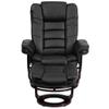 BOWERY HILL Contemporary LeatherSoft Plush Arms Recliner and Ottoman in Black view 3