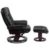 BOWERY HILL Contemporary LeatherSoft Plush Arms Recliner and Ottoman in Black view 4