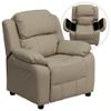 BOWERY HILL Kids Recliner in Beige with Storage Arms view 1