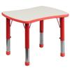BOWERY HILL Plastic Curved RectangularActivity Table in Red/Gray view 1