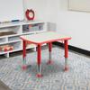 BOWERY HILL Plastic Curved RectangularActivity Table in Red/Gray view 2