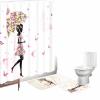 Amagical 3 Piece Bathroom Mat Set Shower Curtain Set Fairy Girl with Floral Umbrella and Dress Walking with Butterflies Print Bath Mat Contour Mat Fabric Waterproof Curtain with 12 Hooks view 1