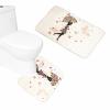Amagical 3 Piece Bathroom Mat Set Shower Curtain Set Fairy Girl with Floral Umbrella and Dress Walking with Butterflies Print Bath Mat Contour Mat Fabric Waterproof Curtain with 12 Hooks view 3