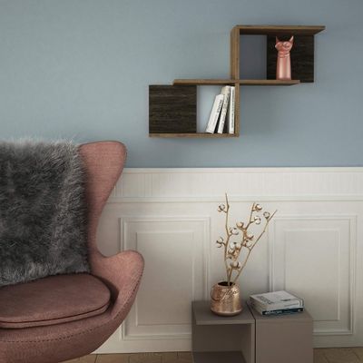Ada Home Dcor Wilfred Wall Shelf, 36'' x 23'' x 8'', Light Walnut
