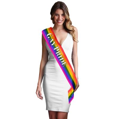 Pride Parade Accessories - Sparkle 'Gay Pride' Rainbow Sash - LGBTQ Queer Pride Month Outfits and Supplies - Rainbow Sash (GayPride)