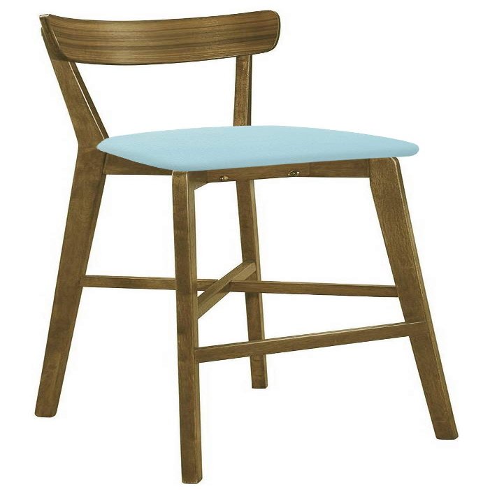 The Furniture Cove 1-30 Tall Wood Walnut Finish Bar Stool with a Backrest Featuring the Choice of Your Favorite Colored Vinyl Seat Cushion (Baby Blue)