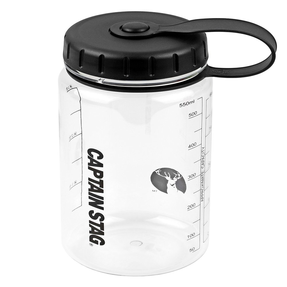 Captain Stag UE-3384 Water Bottle, Sports Bottle, 19.4 fl oz (550 ml), Direct Drinking, Rice Marking, 3.5 Cups, Black