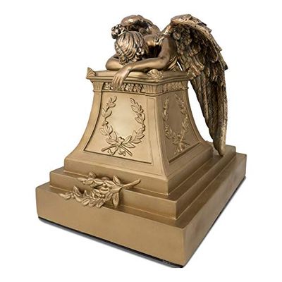 Angelo Triste Polyresin Memorial Urn for Adults - Extra Large - Holds Up to 200 Cubic Inches of Ashes - Golden Bronze Cremation Urn for Ashes