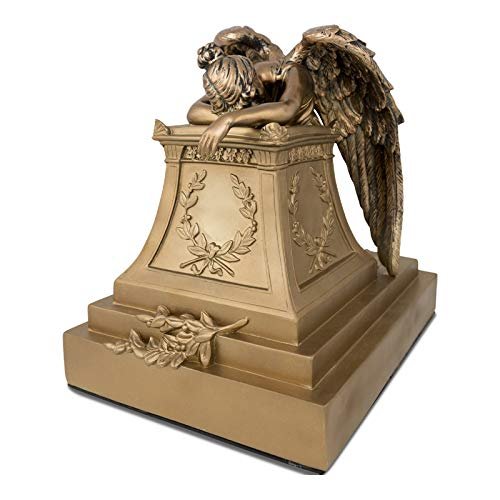 Angelo Triste Polyresin Memorial Urn for Adults - Extra Large - Holds Up to 200 Cubic Inches of Ashes - Golden Bronze Cremation Urn for Ashes
