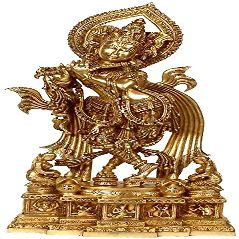 Exotic India Gopis at Krishna's Feet, Natural Brass