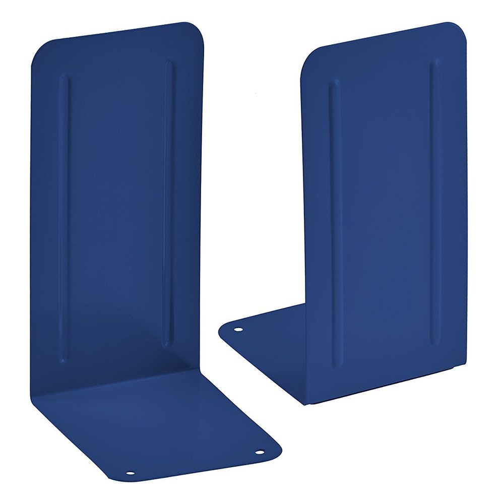 Acrimet Bookends for Shelves, Non-Skid Book Holder, Heavy Duty Book Stopper, Steel Metal Book Ends Storage for Home, Library, 6 7/8" H x 4" W x 4 1/2" D (Deep Blue) (2 Pairs / 2 Pieces)