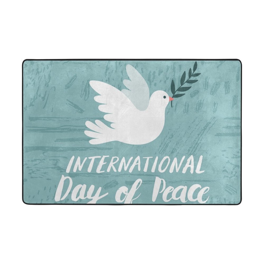 My Little Nest Area Rug International Day of Peace White Dove Lightweight Doormat 2' x 3', Memory Sponge Indoor Outdoor Decor Carpet for Entrance Living Room Bedroom Office Kitchen Hallway