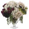15" Hx18 W Hydrangea & Rose Silk Flower Arrangement -Beige/Violet view 1