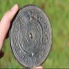 Antique Middle Eastern Bactrian Bronze Mirror with 2 Snakes, 200 BC-100 AD view 1